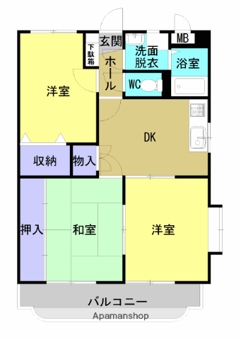 アプランドルⅢ(3DK/4階)の間取り写真