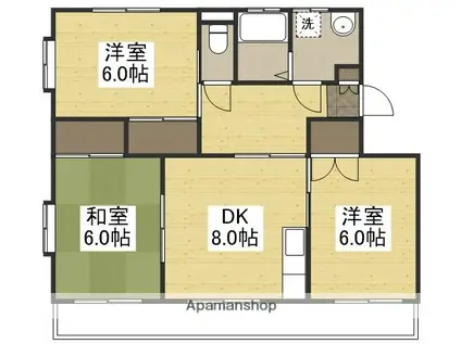 マスカットハイツA棟(3DK/1階)の間取り写真