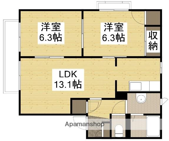 コーポアルカディアB棟(2LDK/2階)の間取り写真