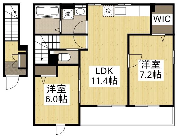 ネオ グランジェ(2LDK/2階)の間取り写真