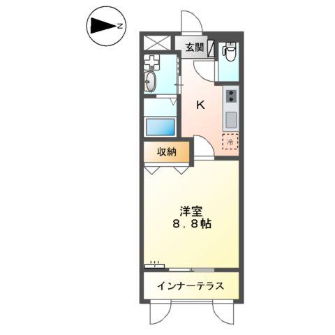 プルミエール東塚(1K/2階)の間取り写真