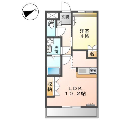 グランドウルス中島(1LDK/1階)の間取り写真