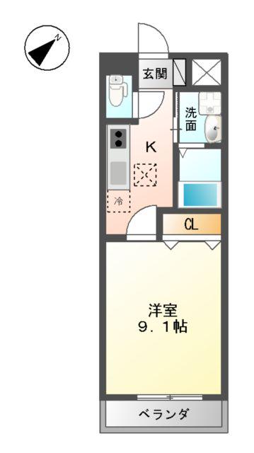 メランジェタブレット(1K/1階)の間取り写真