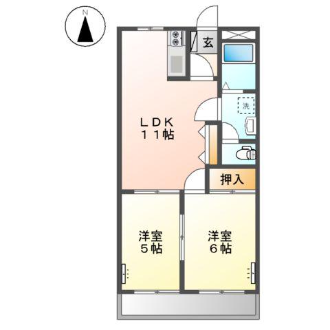 アメニティーハイツ(2LDK/2階)の間取り写真