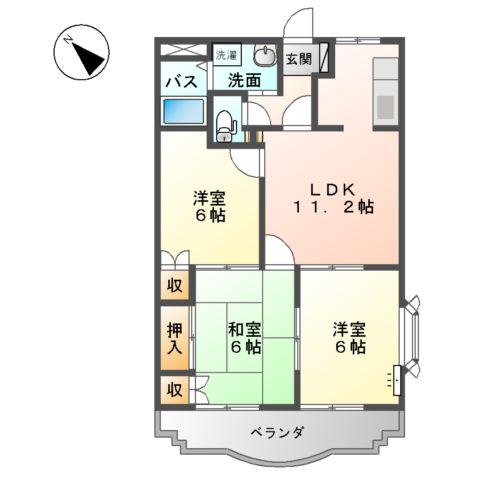 サン・ライズ(3LDK/1階)の間取り写真