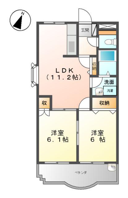 ロジュマン(2LDK/2階)の間取り写真