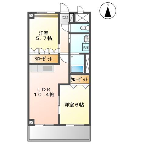 グランパレス・K(2LDK/1階)の間取り写真