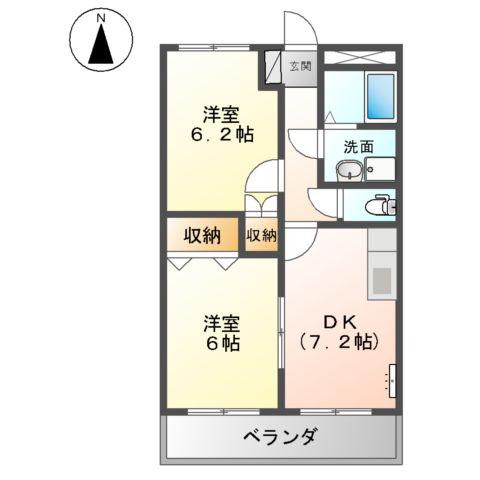 プロニティーハイム(2DK/1階)の間取り写真