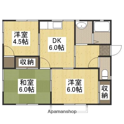 コーポ岡野B棟(3DK/1階)の間取り写真