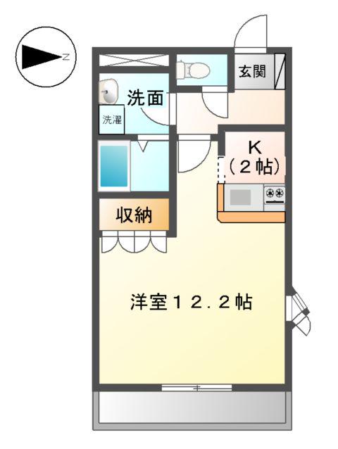 レジデンススワニーⅢ(1K/2階)の間取り写真