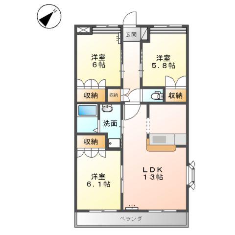N-グランドール(3LDK/2階)の間取り写真
