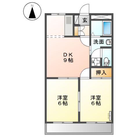 ロイヤルハイツ692(2DK/2階)の間取り写真