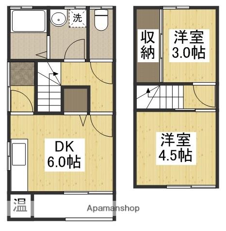 岡山県岡山市南区 2階建 築105年(2DK)の間取り写真