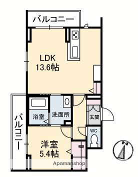 ヴィーロ キャピターレ(1LDK/2階)の間取り写真