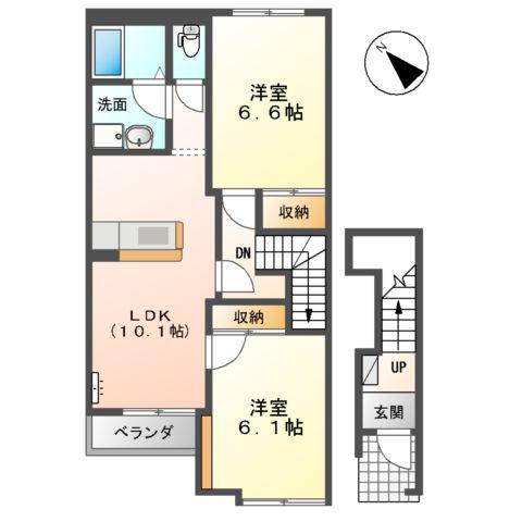 プロニティーテラス(2LDK/2階)の間取り写真