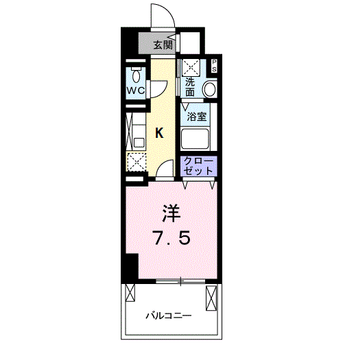 ケイマイティⅡ(1K/6階)の間取り写真