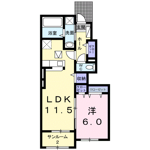 パイシーズ片島Ⅱ(1LDK/1階)の間取り写真