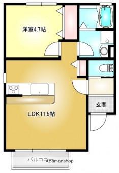 ル・シェルⅡ(1LDK/2階)の間取り写真