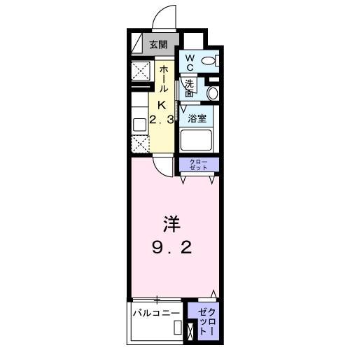 SUN16浜町(1K/2階)の間取り写真