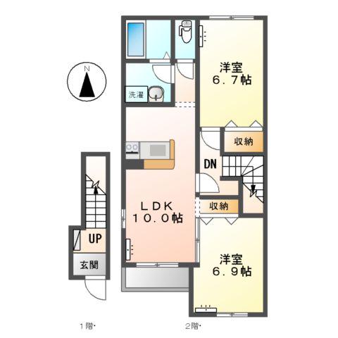 アリエッタ(2LDK/2階)の間取り写真