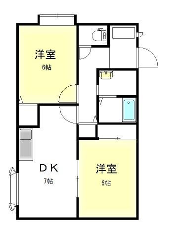 ペガサス(2DK/2階)の間取り写真