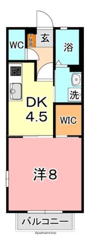 プリムヴェール福島 B(1DK/2階)の間取り写真