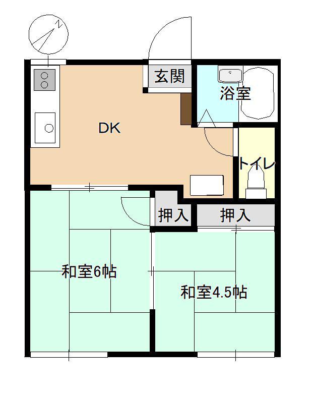 コーポひろえ(2DK/1階)の間取り写真