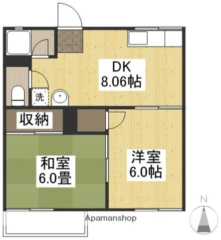 東塚コーポⅠ(2DK/2階)の間取り写真
