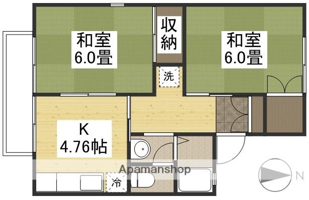 セジュール金光A棟(2K/2階)の間取り写真