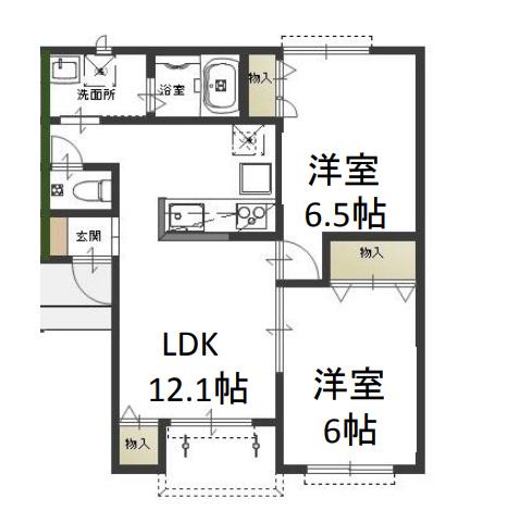 ファヴィリータC(2LDK/1階)の間取り写真