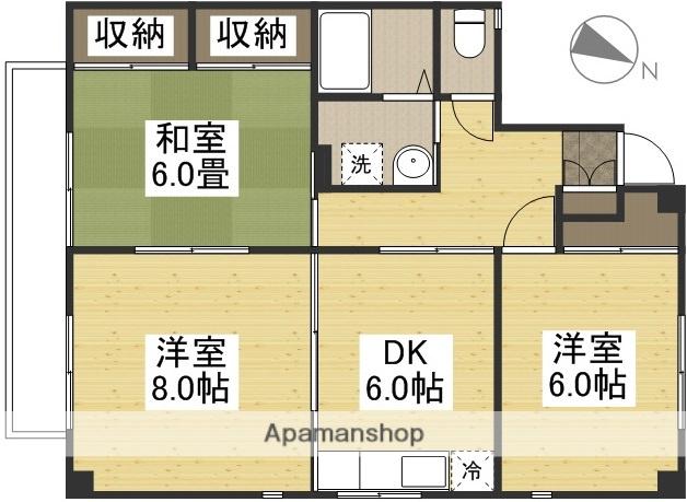クレストガーデン C(3DK/2階)の間取り写真