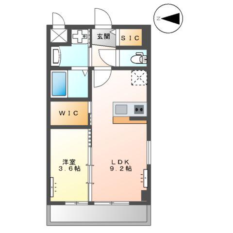 サクラ ヒルズ(1LDK/2階)の間取り写真
