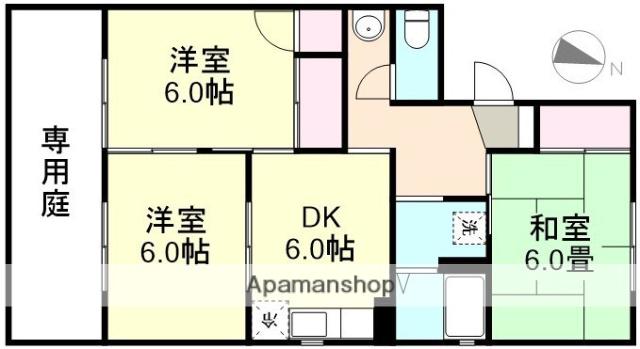 NEW QUEST B棟(3DK/1階)の間取り写真