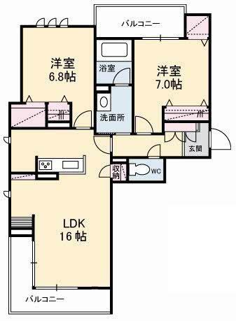 AILE西阿知(2LDK/3階)の間取り写真