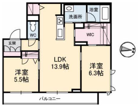 HIRA TERRACE(2LDK/2階)の間取り写真