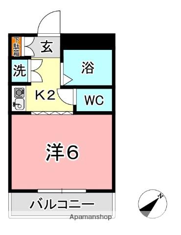 メゾン土倉パートⅢ(ワンルーム/2階)の間取り写真