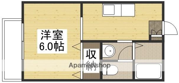 ライムA(ワンルーム/2階)の間取り写真