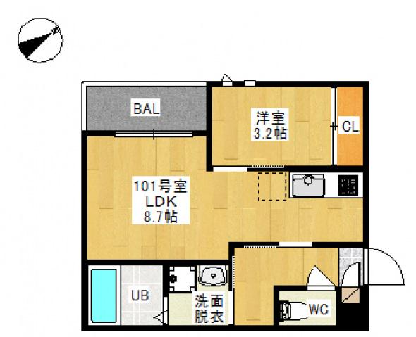 GRANDTIC HIKARI(1LDK/1階)の間取り写真