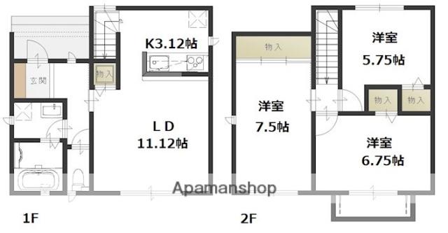 水島臨海鉄道 水島駅 徒歩34分 2階建 築2年(3LDK)の間取り写真