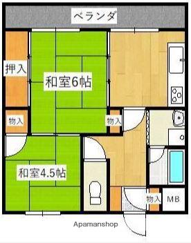 センコーハイツ水島(2K/2階)の間取り写真