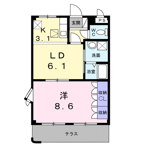 エクレセンス(1LDK/1階)の間取り写真