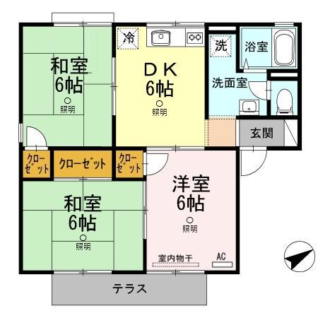 セジュール西浦A棟(3DK/1階)の間取り写真