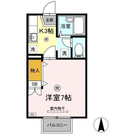 サンシャインパレスA/B B棟(1K/2階)の間取り写真