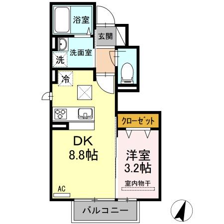 SQUARE VILLA 福島(1DK/1階)の間取り写真