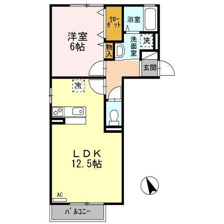 古新田 PADDY(1LDK/2階)の間取り写真