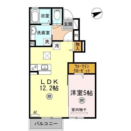 フレブラースⅢ(1LDK/1階)の間取り写真