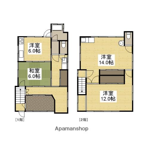 宇野線 宇野駅 徒歩18分 2階建 築60年(3DK)の間取り写真