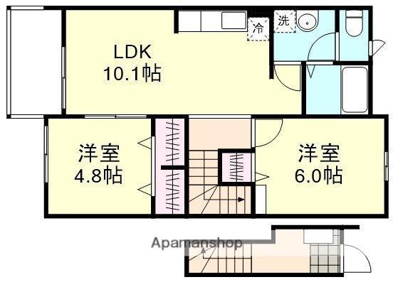 サンクレストC(2LDK/2階)の間取り写真