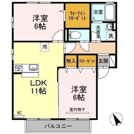 セジュールT&E(2LDK/2階)の間取り写真