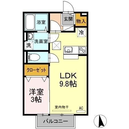 セブンII棟(1LDK/1階)の間取り写真